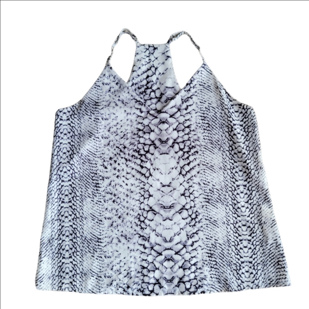 SHEIN Snakeskin Print Top in Gray and White